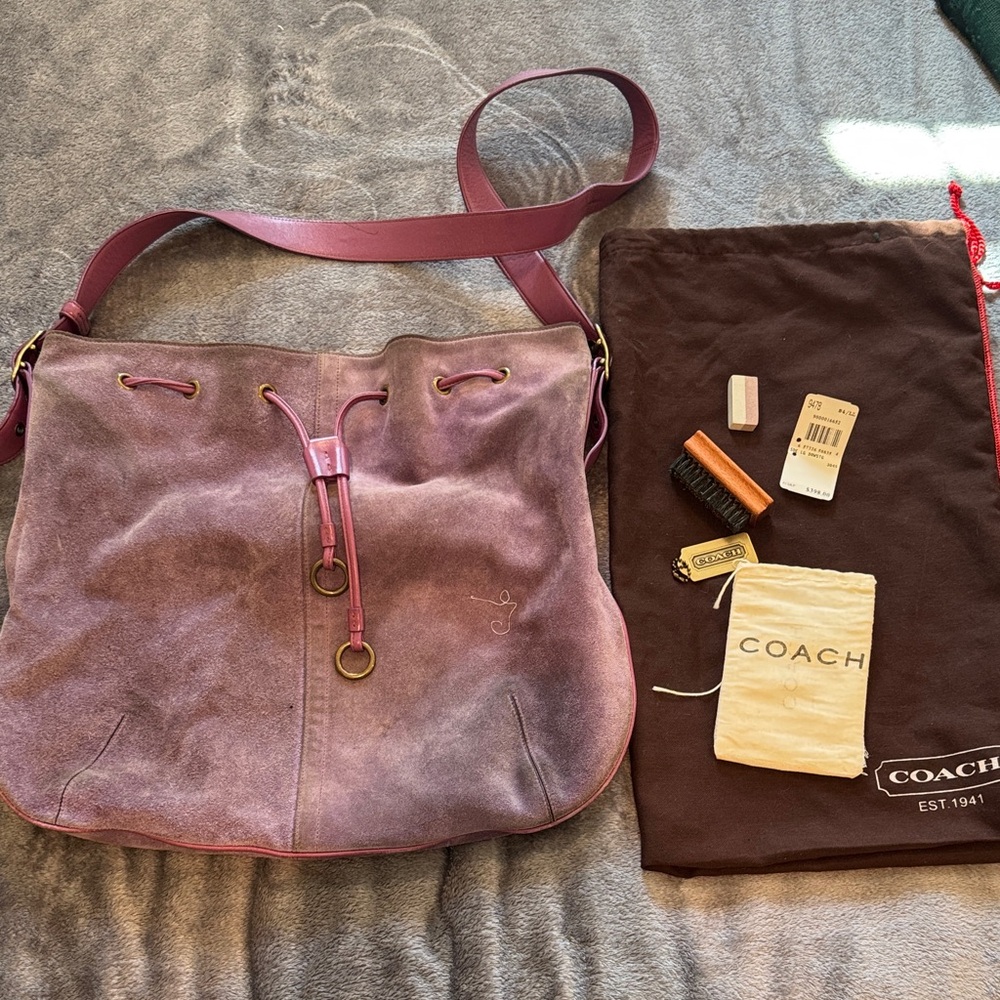 RARE - Coach limited edition suede purple bag, style 9478, 119 of 200 produced